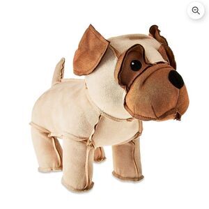 New, Faux Leather Bulldog Dog Plush Toy 12” Weighted Feet Office Decor